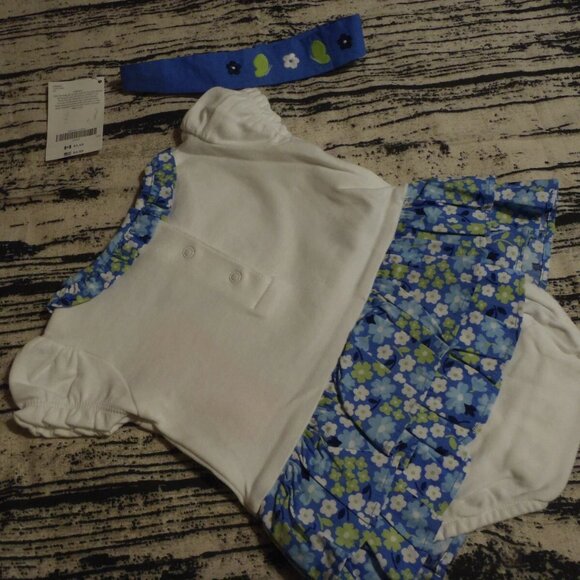 Gymboree Darling Butterfly 0-3 Month Romper Skirted Bodysuit Outlet Headband Set - Picture 2 of 3